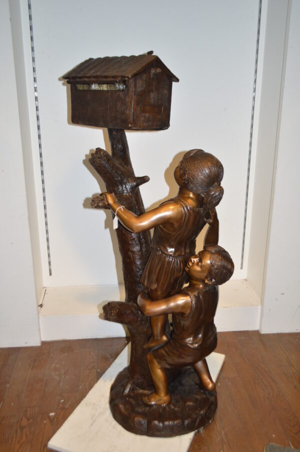 Two Kids Climbing A Mailbox -  Size: 30"L x 21"W x 57"H. - Image 7