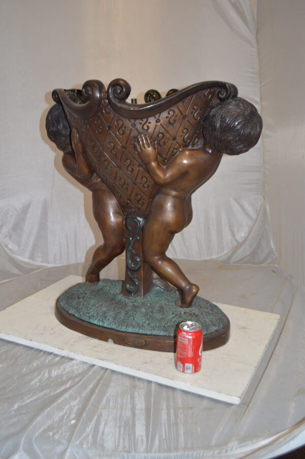 Two Kids Holding a Pot Bronze Statue Fountain -  Size: 28"L x 17"W x 29"H. - Image 3