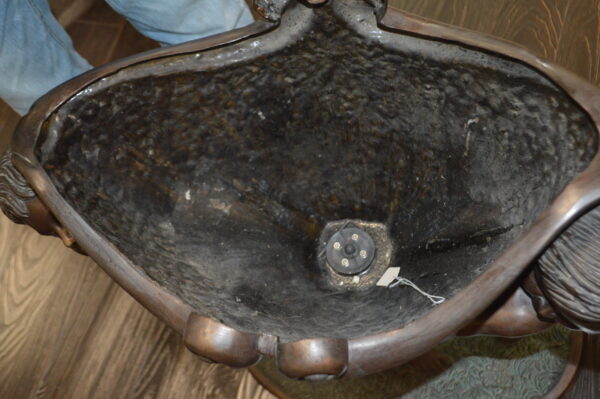 Two Kids Holding a Pot Bronze Statue Fountain -  Size: 28"L x 17"W x 29"H. - Image 11