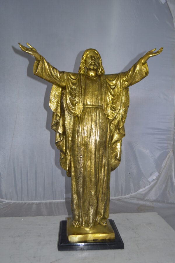 Jesus Opens His Hands Bronze Statue -  Size: 10"L x 21"W x 32"H. - Image 3