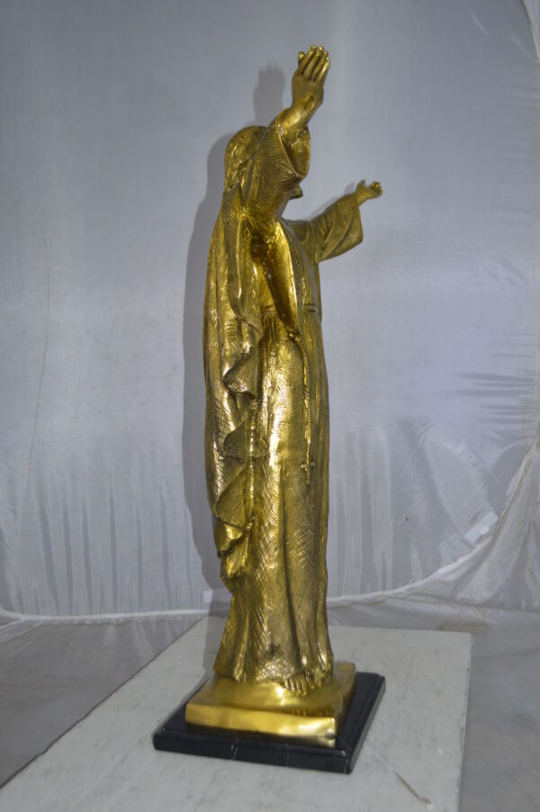 Jesus Opens His Hands Bronze Statue -  Size: 10"L x 21"W x 32"H. - Image 5