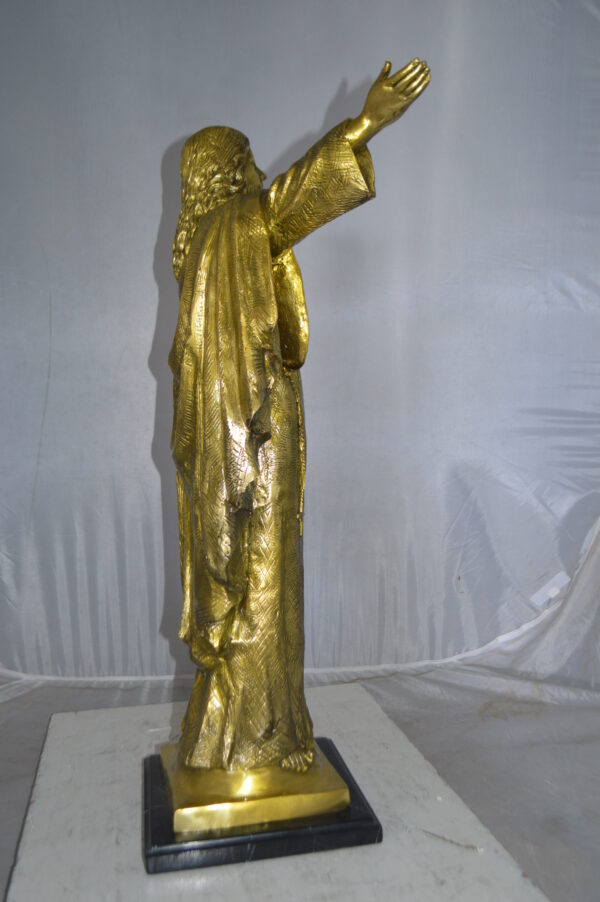 Jesus Opens His Hands Bronze Statue -  Size: 10"L x 21"W x 32"H. - Image 6
