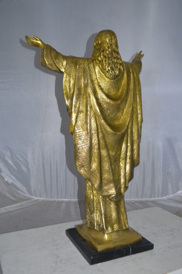 Jesus Opens His Hands Bronze Statue -  Size: 10"L x 21"W x 32"H. - Image 8