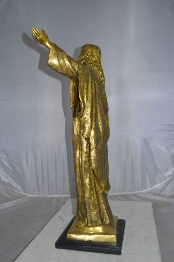 Jesus Opens His Hands Bronze Statue -  Size: 10"L x 21"W x 32"H. - Image 9