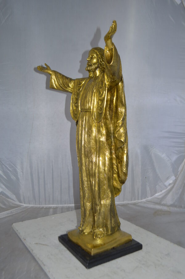 Jesus Opens His Hands Bronze Statue -  Size: 10"L x 21"W x 32"H. - Image 10