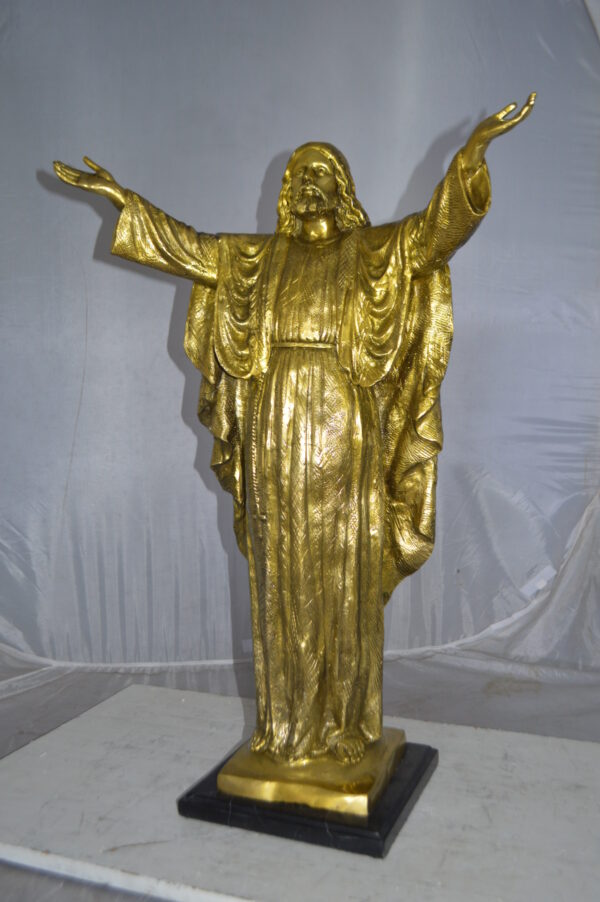 Jesus Opens His Hands Bronze Statue -  Size: 10"L x 21"W x 32"H. - Image 11