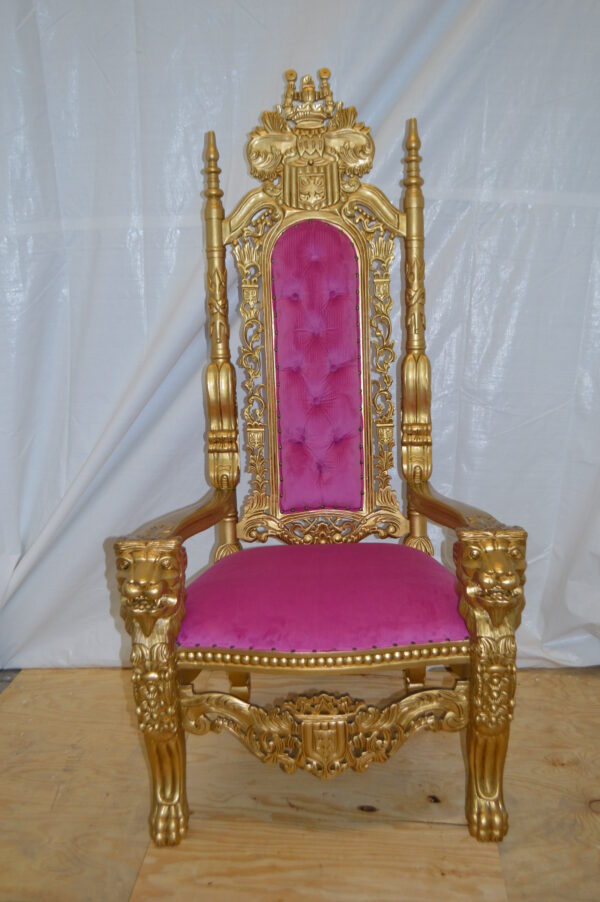 Gold and Pink Lion Chair -  Size: 26"L x 36"W x 71"H. - Image 3