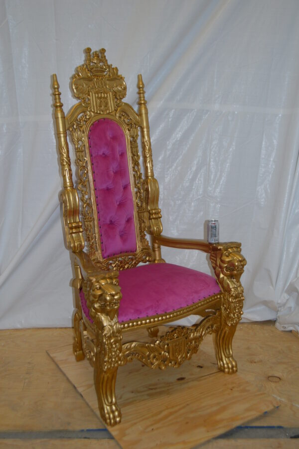 Gold and Pink Lion Chair -  Size: 26"L x 36"W x 71"H. - Image 4
