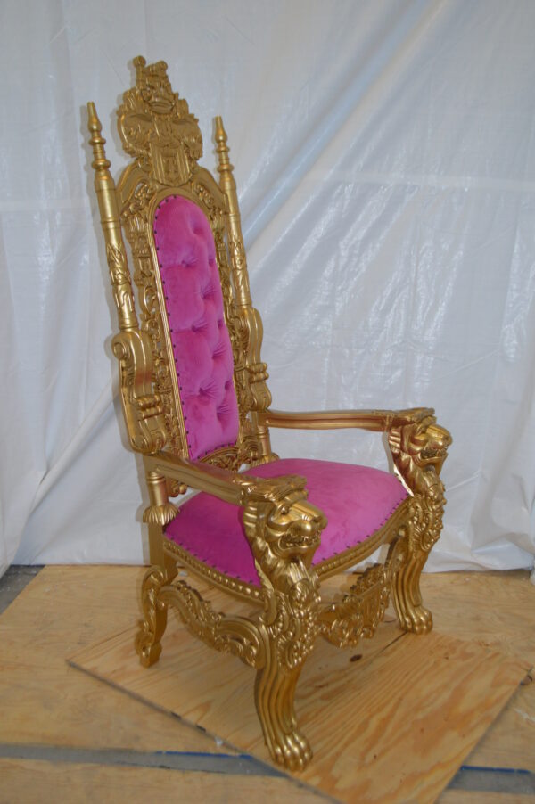 Gold and Pink Lion Chair -  Size: 26"L x 36"W x 71"H. - Image 5
