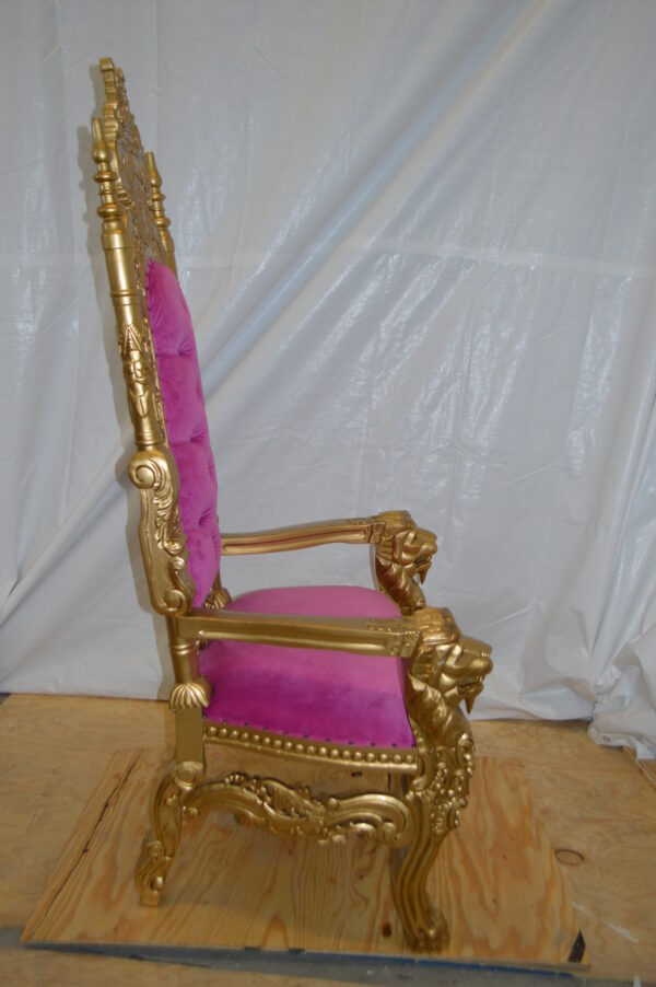 Gold and Pink Lion Chair -  Size: 26"L x 36"W x 71"H. - Image 6