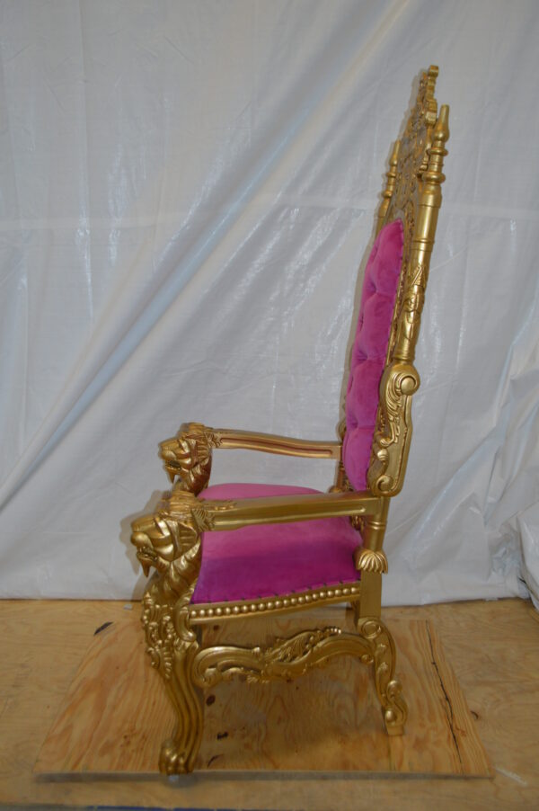 Gold and Pink Lion Chair -  Size: 26"L x 36"W x 71"H. - Image 10
