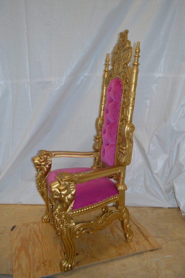 Gold and Pink Lion Chair -  Size: 26"L x 36"W x 71"H. - Image 11