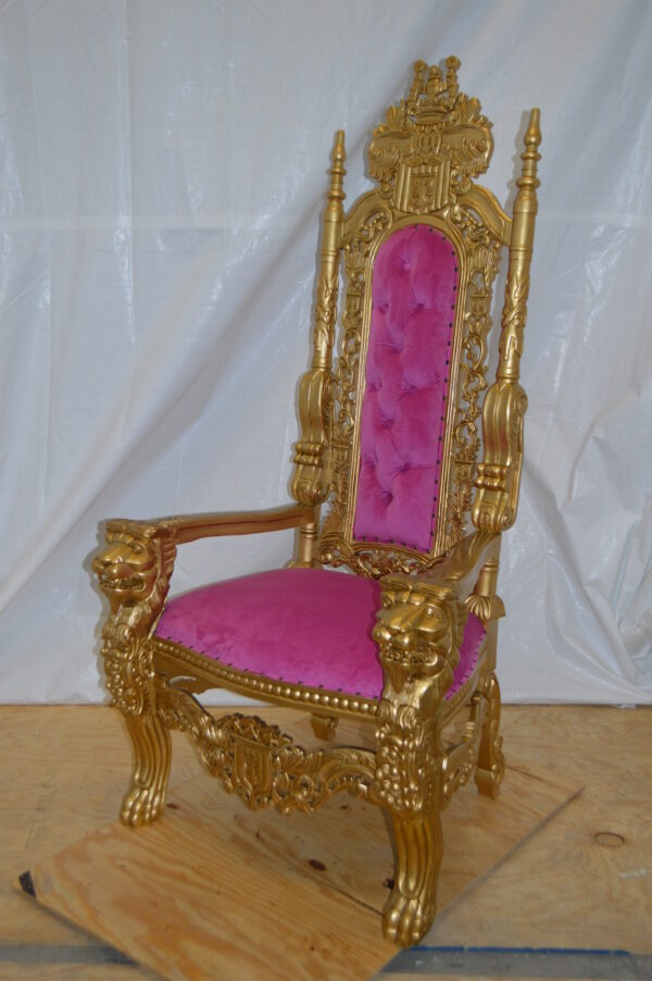 Gold and Pink Lion Chair -  Size: 26"L x 36"W x 71"H. - Image 12