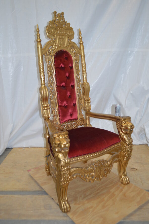 Gold and Red Lion Chair -  Size: 26"L x 36"W x 71"H. - Image 4