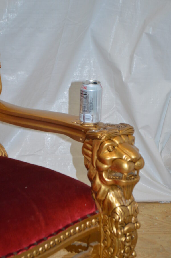 Gold and Red Lion Chair -  Size: 26"L x 36"W x 71"H. - Image 5