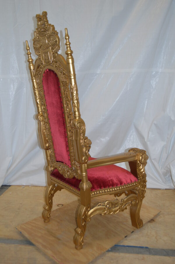 Gold and Red Lion Chair -  Size: 26"L x 36"W x 71"H. - Image 7