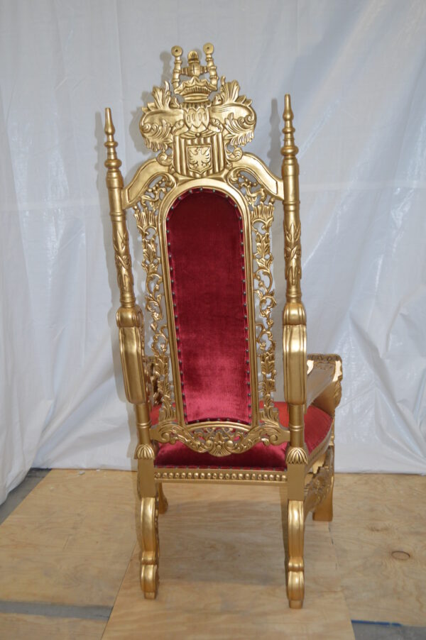 Gold and Red Lion Chair -  Size: 26"L x 36"W x 71"H. - Image 8