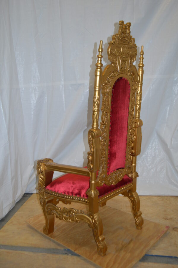 Gold and Red Lion Chair -  Size: 26"L x 36"W x 71"H. - Image 9