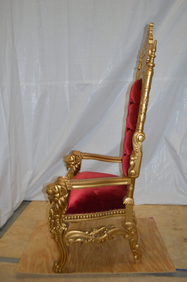 Gold and Red Lion Chair -  Size: 26"L x 36"W x 71"H. - Image 10