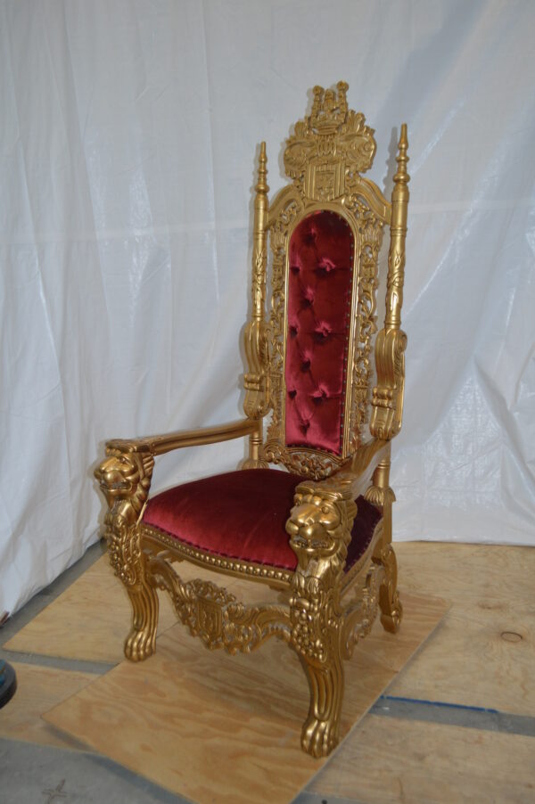 Gold and Red Lion Chair -  Size: 26"L x 36"W x 71"H. - Image 11
