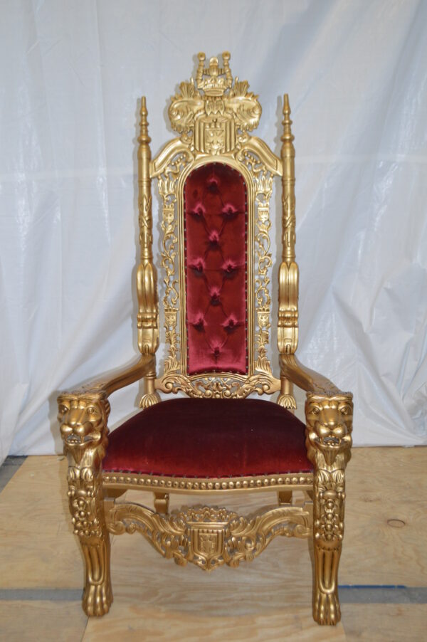 Gold and Red Lion Chair -  Size: 26"L x 36"W x 71"H. - Image 12