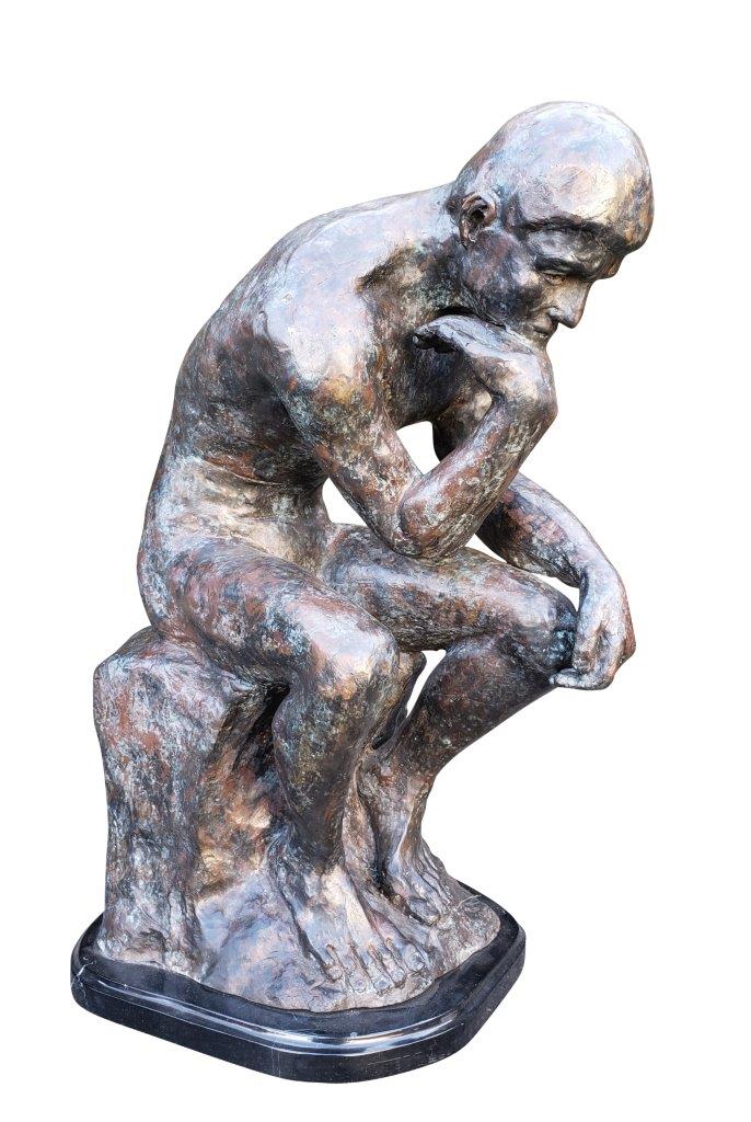 The Thinker Bronze Statue Rodin Replica -  Size: 16"L x 12"W x 24"H.