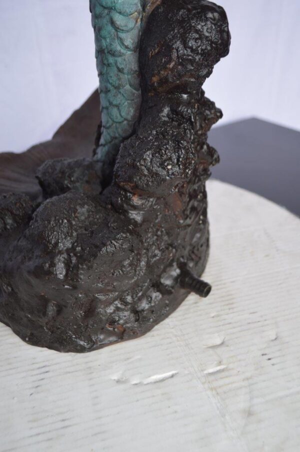 Mermaid Holding a Shell Bronze Fountain -  Size: 18"L x 19"W x 46"H. - Image 8