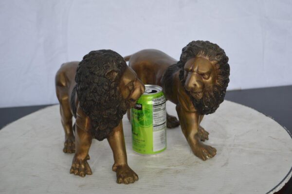 Pair of Lions Bronze Statue, Small -  Size: 16"L x 5"W x 9"H. - Image 3