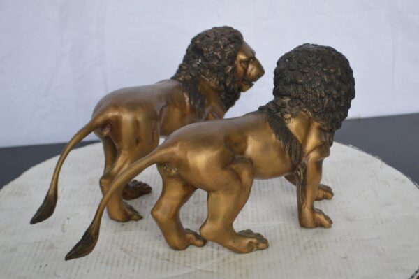 Pair of Lions Bronze Statue, Small -  Size: 16"L x 5"W x 9"H. - Image 5