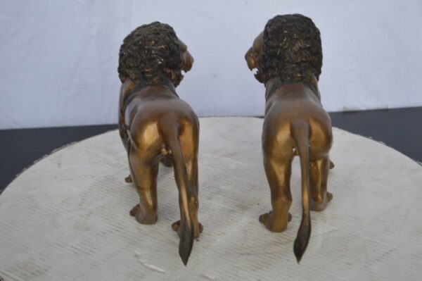 Pair of Lions Bronze Statue, Small -  Size: 16"L x 5"W x 9"H. - Image 6