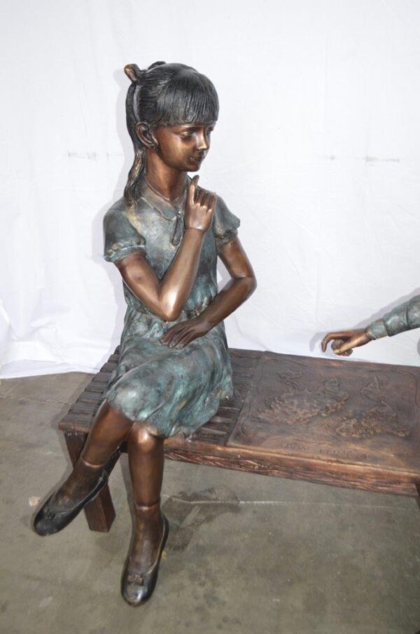 Young Couple Reviewing a World Map Bronze Statue -  Size: 32"L x 47"W x 42"H. - Image 3