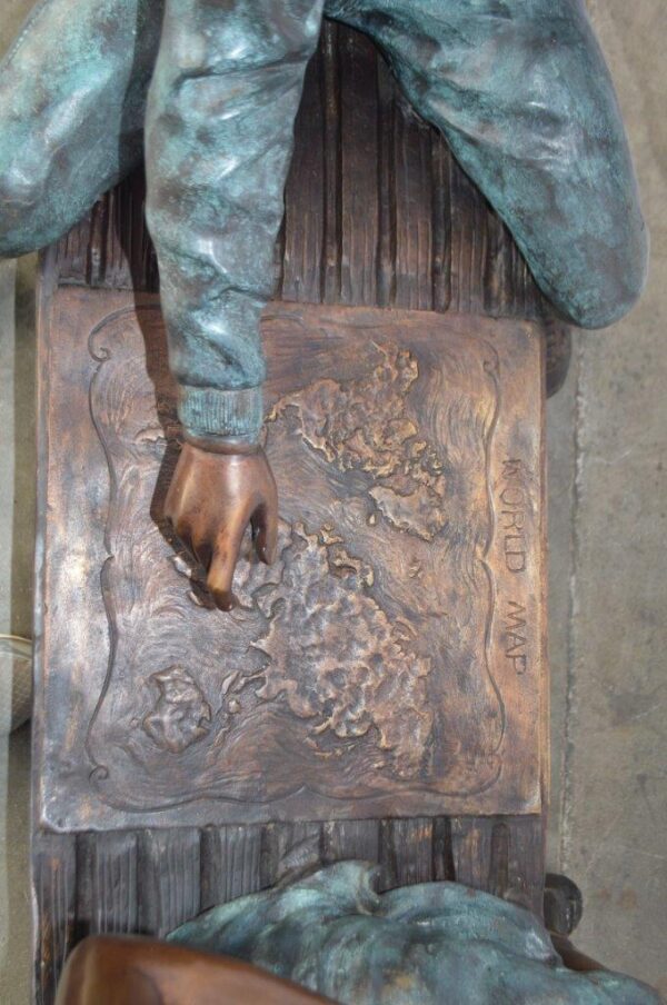 Young Couple Reviewing a World Map Bronze Statue -  Size: 32"L x 47"W x 42"H. - Image 10