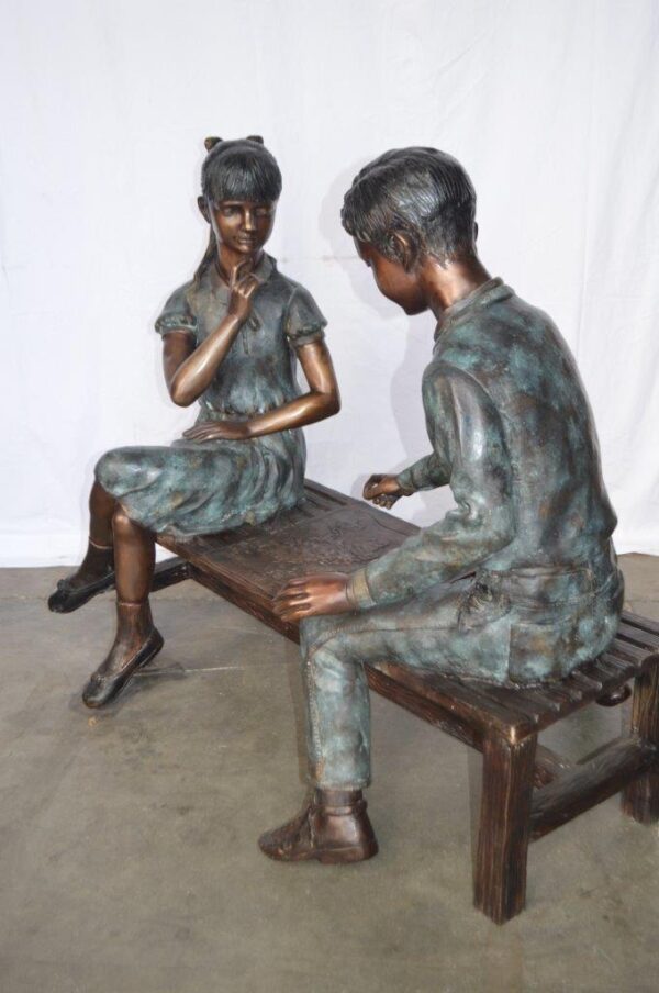 Young Couple Reviewing a World Map Bronze Statue -  Size: 32"L x 47"W x 42"H. - Image 13