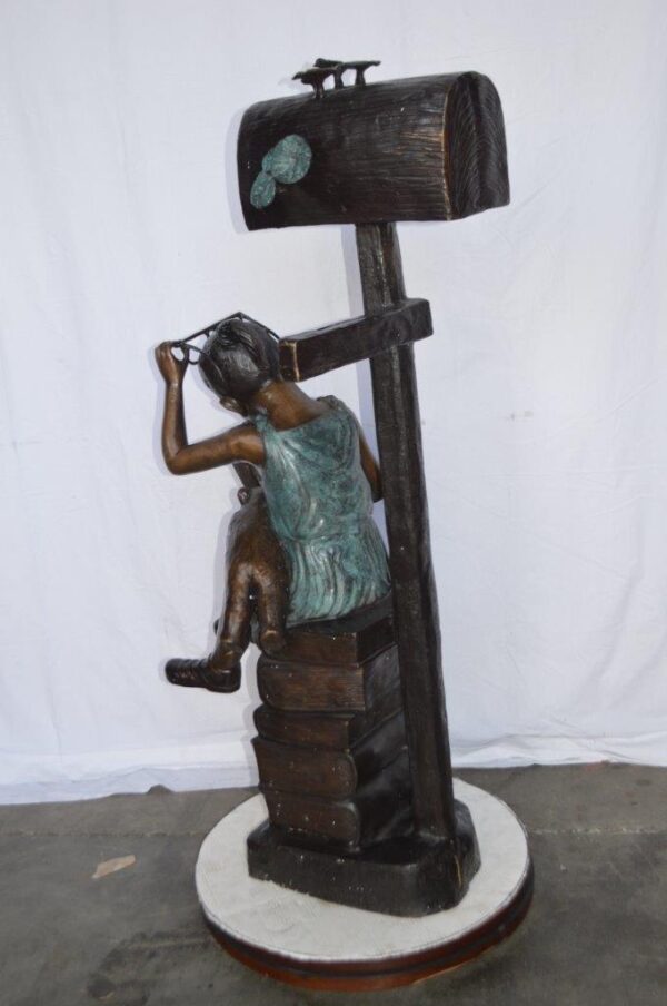 Mailbox - Girl sitting on books and reading -  Size: 26"L x 22"W x 53"H. - Image 6