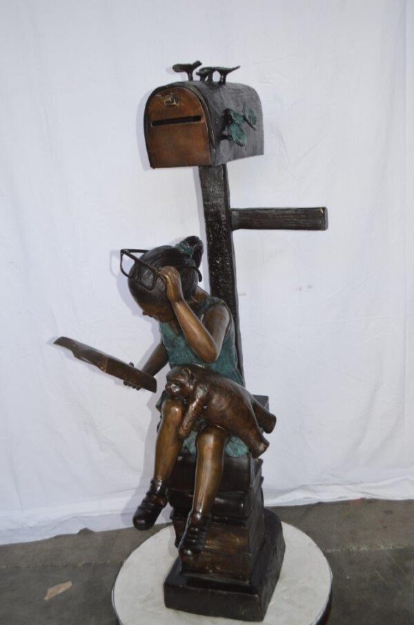 Mailbox - Girl sitting on books and reading -  Size: 26"L x 22"W x 53"H. - Image 8