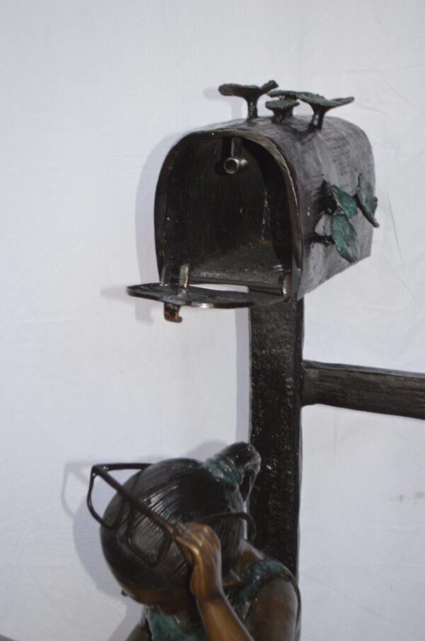 Mailbox - Girl sitting on books and reading -  Size: 26"L x 22"W x 53"H. - Image 9