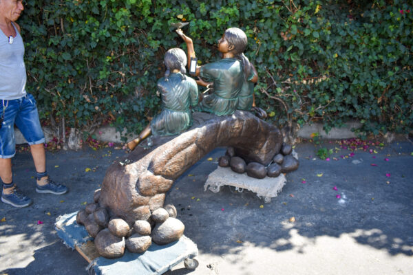 Three Kids Playing With Butterflies Bronze Statue -  Size: 70"L x 25"W x 45"H. - Image 8