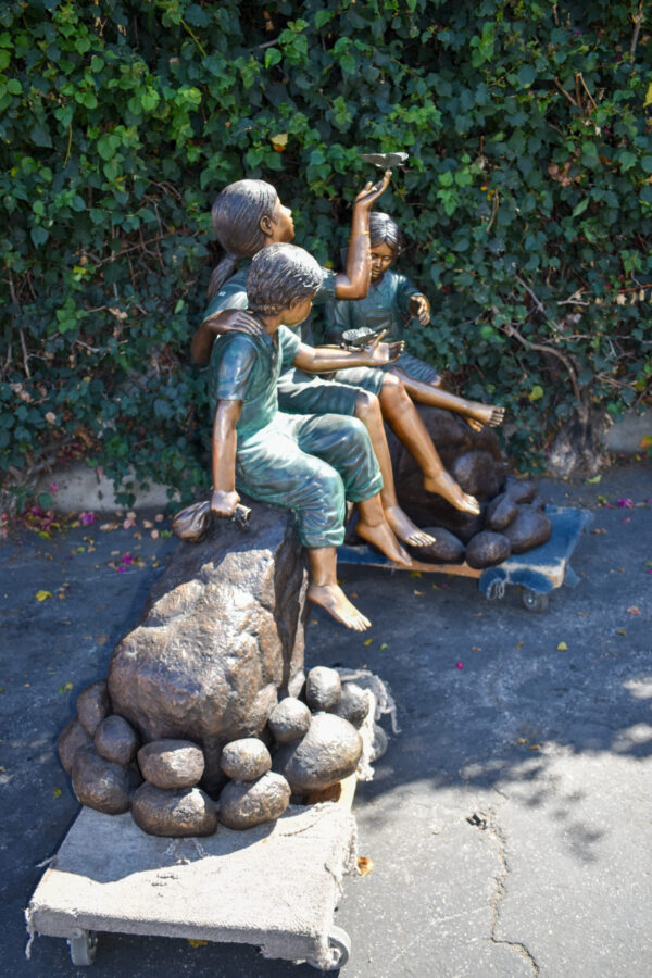 Three Kids Playing With Butterflies Bronze Statue -  Size: 70"L x 25"W x 45"H. - Image 11