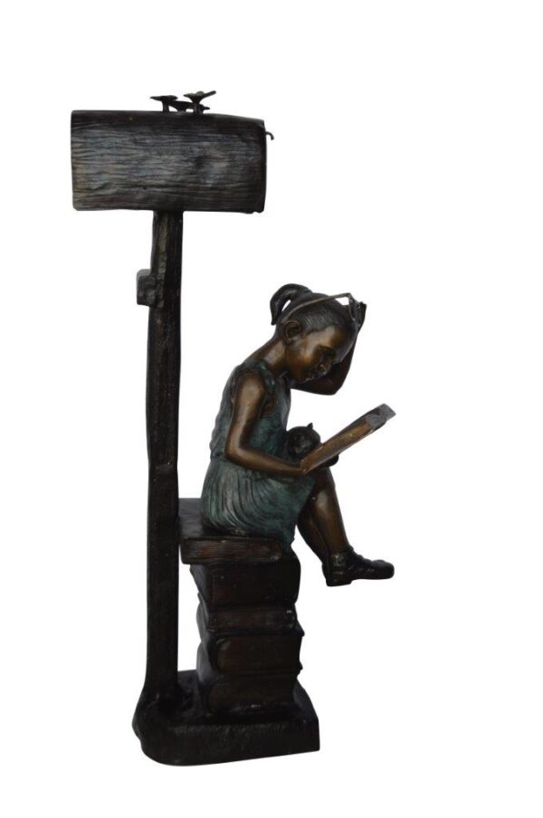 Mailbox - Girl sitting on books and reading -  Size: 26"L x 22"W x 53"H.