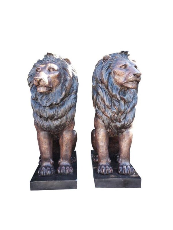Pair of Life-size lions bronze statues -  Size: 17"L x 35"W x 47"H. - Image 6