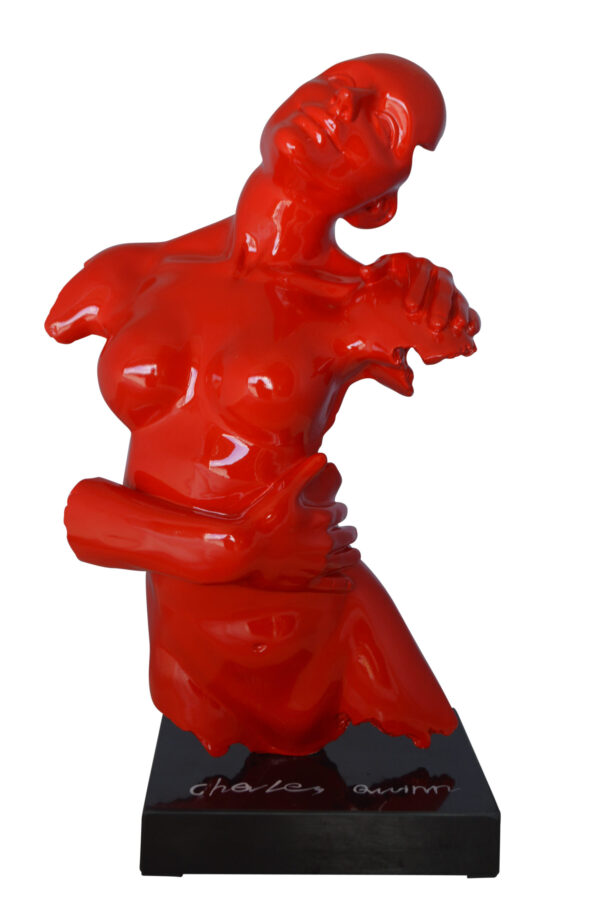 Modern resin statue of a woman hugged by a men -  Size: 13"L x 9"W x 24"H.