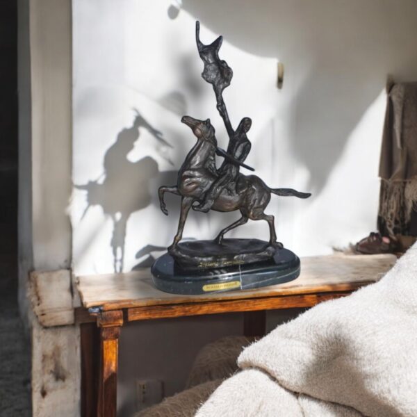 Buffalo Signal Bronze Statue by Remington 13H -  Size: 8"L x 3"W x 13"H. - Image 3