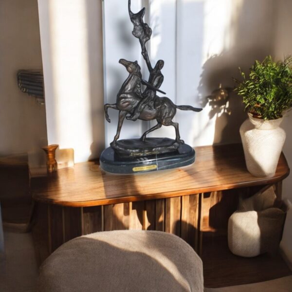 Buffalo Signal Bronze Statue by Remington 13H -  Size: 8"L x 3"W x 13"H. - Image 2