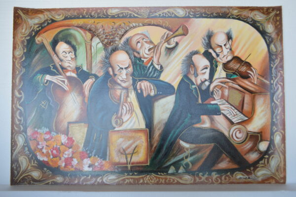Musicians painting Serigraph by Dor -  Size: 33"L x 22"W