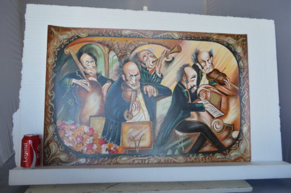 Musicians painting Serigraph by Dor -  Size: 33"L x 22"W - Image 3