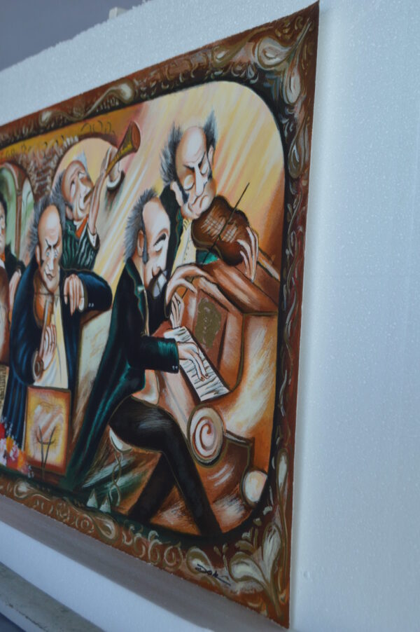 Musicians painting Serigraph by Dor -  Size: 33"L x 22"W - Image 7