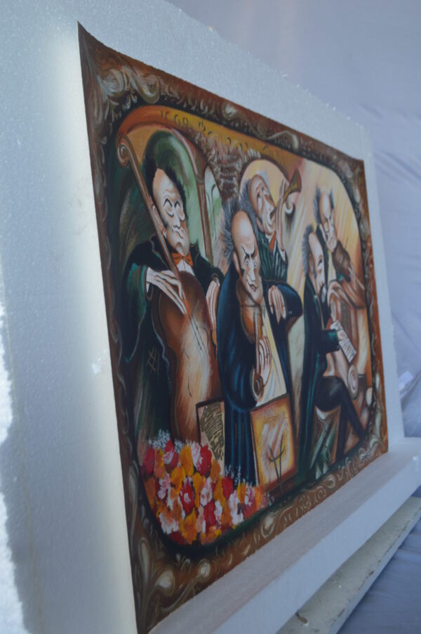 Musicians painting Serigraph by Dor -  Size: 33"L x 22"W - Image 8