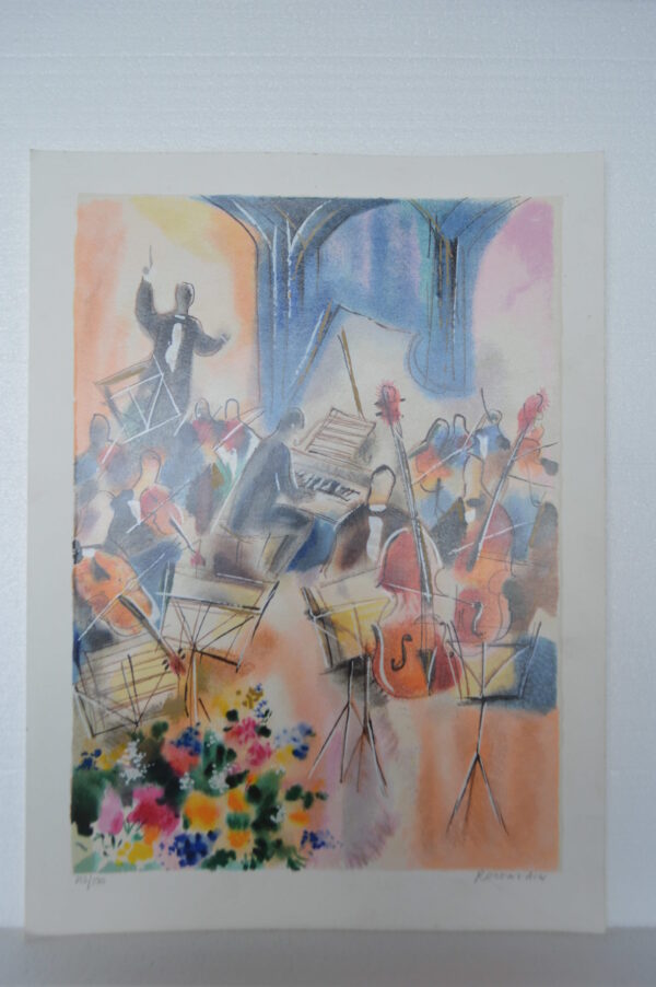 Piano and Strings Serigraph by Michael Rozenvain -  Size: 18"L x 13"W