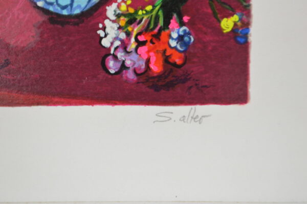 Blue Vase serigraph, By Shlomo Alter -  Size: 12"L x 8"W - Image 4