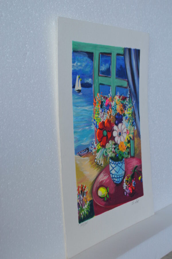 Blue Vase serigraph, By Shlomo Alter -  Size: 12"L x 8"W - Image 6
